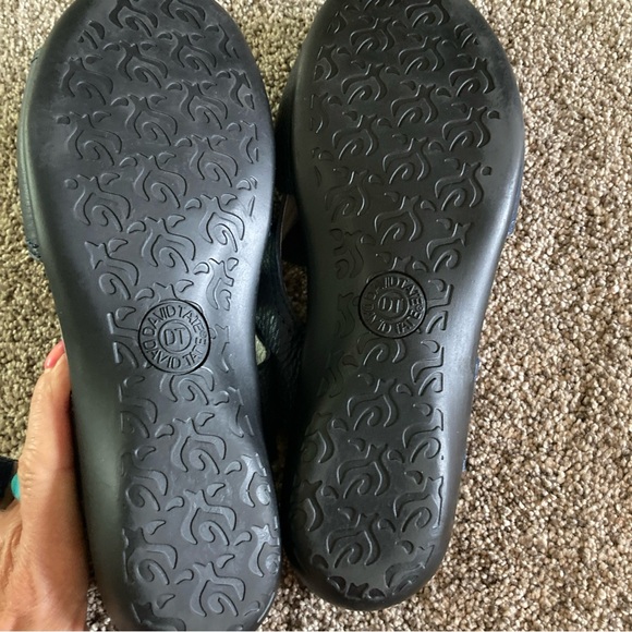 DAVID TATE WOMEN'S SANDALS SIZE 9 NAVY BLUE LEATHER COMFORT HOOK N LOOP CLOSURE - Picture 5 of 6